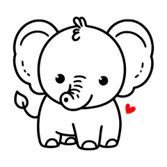 elephant cute animal cartoon doodle hand drawn vector illustration template design