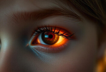 Fototapeta premium a close-up of a woman's eye with a cinematic look.