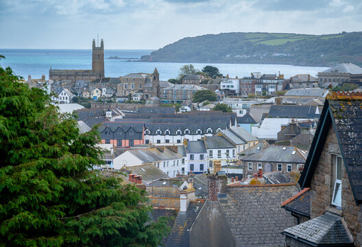 Hilltop view of Penzance, Cornwall, England