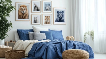 Bedroom Interior with Animal Photos