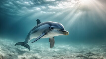 Dolphin Swimming in Sunlight