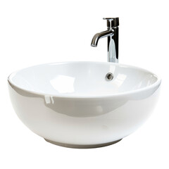 Fototapeta premium Stylish Round Bathroom Basin with Modern Chrome Faucet Design