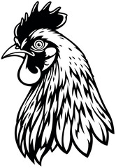 Black Drawing of Hen Head from Side View
