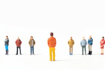 A group of small people standing in a row, possibly used as an illustration or decoration