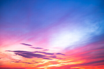 Beautiful , luxury soft gradient orange gold clouds and sunlight on the blue sky perfect for the background, take in everning,Twilight, Large size, high definition landscape photo