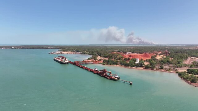 Aerial footage of Weipa Queensland Australia