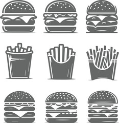 Fast Food Silhouette Collection Vector illustration Design