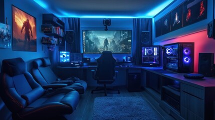 Gaming Setup with RGB Lighting