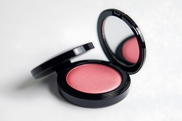 Makeup brushes and eye shadow isolated on white background