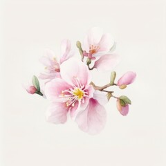 Obraz premium Pink Sakura flower. Watercolor style on white background.