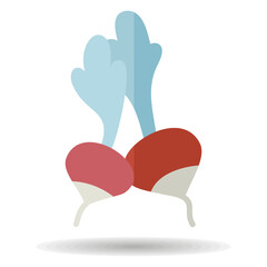 Obraz premium Radish isolated design vector icon. Vegetable sign