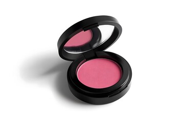 Makeup brushes and eye shadow isolated on white background