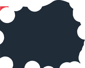 Art in the form of a figure bitten at the edges. The upper corner of the object is red.