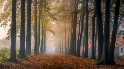 Fototapeta premium Fog in the forest background