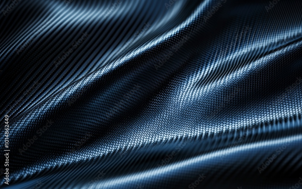 Poster a close-up of textured dark fabric, showcasing intricate patterns and smooth waves.