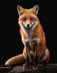 Fototapeta premium red fox isolated on dark background