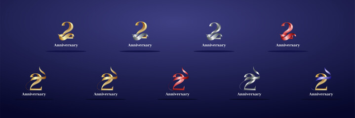 Luxury Logo 2nd, 2nd Elegant years happy anniversary, Creative design template for celebration, birthday, greeting and invitation. Gold color