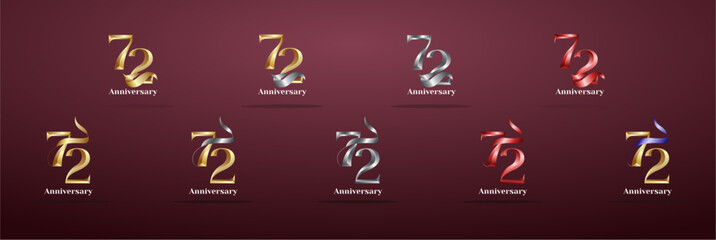 Luxury Logo 72th, 72th Elegant years happy anniversary, Creative design template for celebration, birthday, greeting and invitation. Gold color