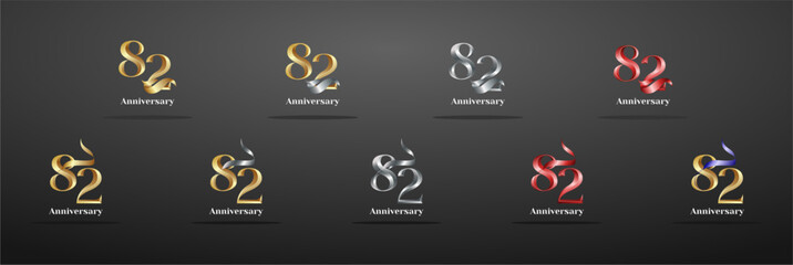 Luxury Logo 82th, 82th Elegant years happy anniversary, Creative design template for celebration, birthday, greeting and invitation. Gold color