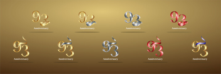 Luxury Logo 93th, 93th Elegant years happy anniversary, Creative design template for celebration, birthday, greeting and invitation. Gold color