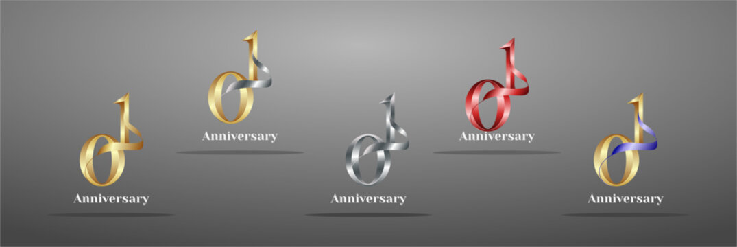 Logo Luxury 1st, 1st Elegant years happy anniversary, Creative design template for celebration, birthday, greeting and invitation. Gold color