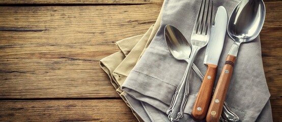 A simple yet sophisticated table setting featuring a silver cutlery set.