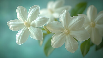 Obraz premium A close-up of stephanotis blooms a soft, blurred background