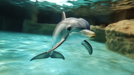 Dolphin Swimming Underwater