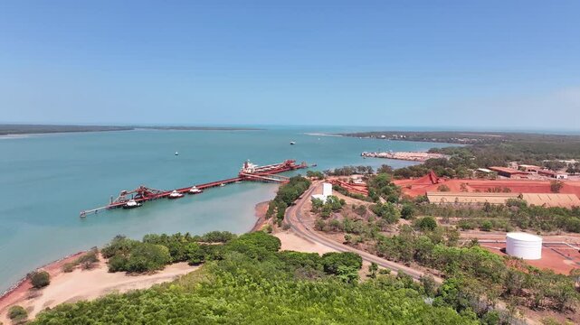 Aerial footage of Weipa Queensland Australia