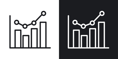 Chart icon in Thin line black color. flat simple vector symbols illustration.