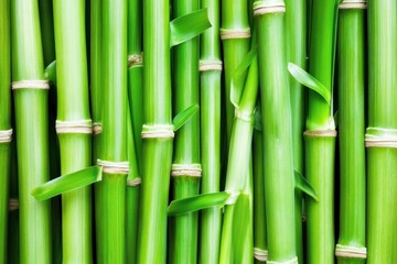 Obraz premium Close-Up of Fresh Green Bamboo Stalks