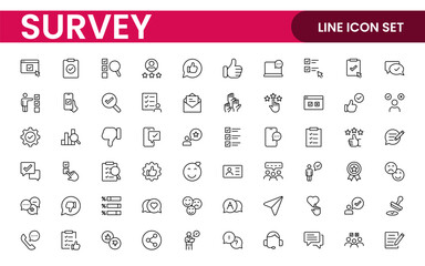Survey feedback, testimonial, customer thin line icons. For website marketing design, logo, app, template, ui, etc.