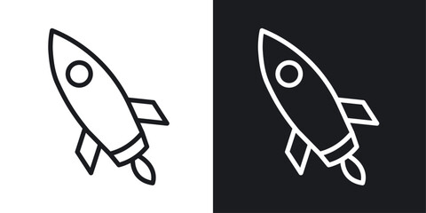 Rocket icon in Thin line black color. flat simple vector symbols illustration.