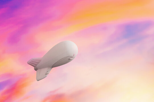balloon for measuring weather conditions on the background of colorful sunset sky