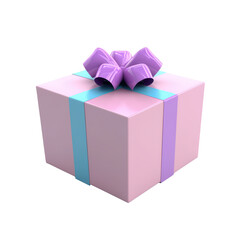 Obraz premium A beautifully wrapped pink gift box with a decorative bow, perfect for celebrations and special occasions, isolated on transparent background.