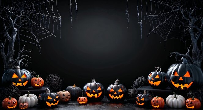 Black theme scary creepy halloween concept background