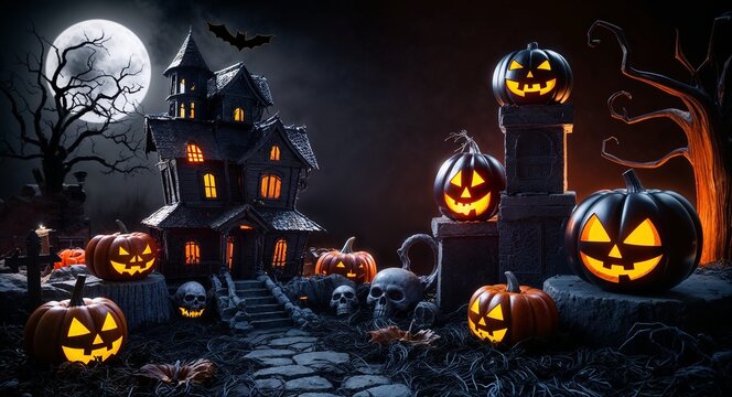 Black theme scary creepy halloween concept background