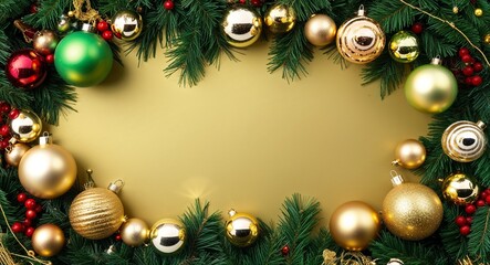 Green and gold theme holidays christmas celebration concept background