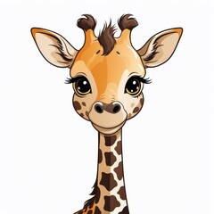 Obraz premium A cute cartoon giraffe with large eyes and a friendly smile.