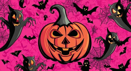 Pink theme scary creepy halloween concept background