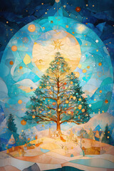 landscape with tree and moon
