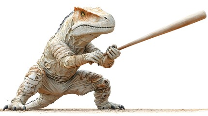 Iguanodon Playing Baseball in a Dynamic Scene