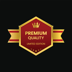 Vector premium quality 5 stars badge flat gold design