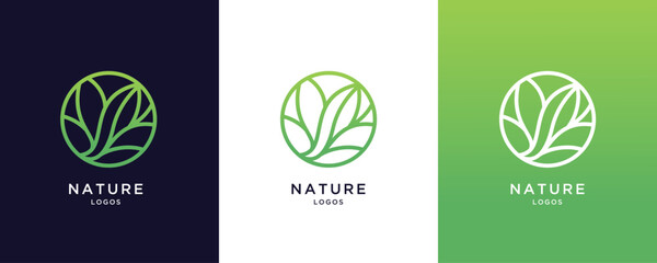 Floral ornament logo and icon set. Abstract beauty flower logo design collection.