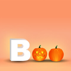 halloween pumkin scenary background with world BOO