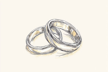 Naklejka premium Wedding ring line art.