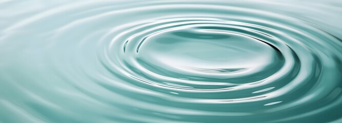 1. A tranquil flat lay of blue mint water, showcasing a smooth surface with gentle rings and ripples, creating a serene spa concept background with ample copy space