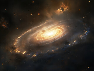 Fototapeta premium Starlight Brilliance: A Cosmic Nebula Glowing Brightly in the Darkness