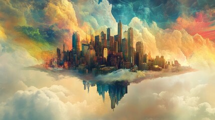 Obraz premium City In The Clouds.