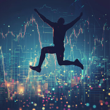Financial Ascent: Jumping Kagi Chart with Upward Turns Illustrating Market Moves